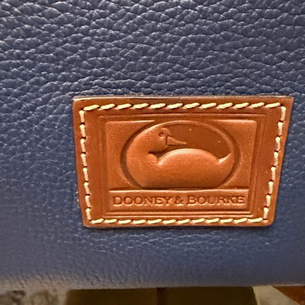 Dooney & Bourke Blue and Brown Leather Tote Bag - Picture 3 of 9